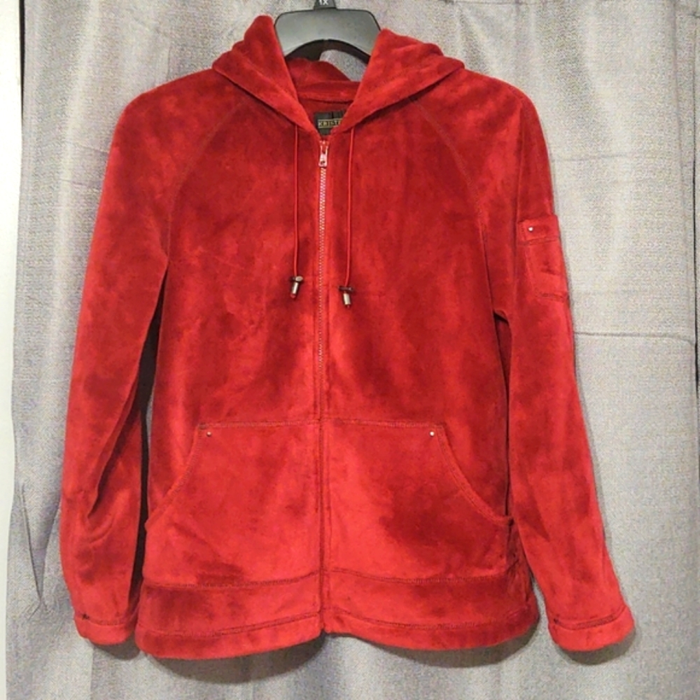 Kristen Blake Red Zip Front Hoodie Sz Large